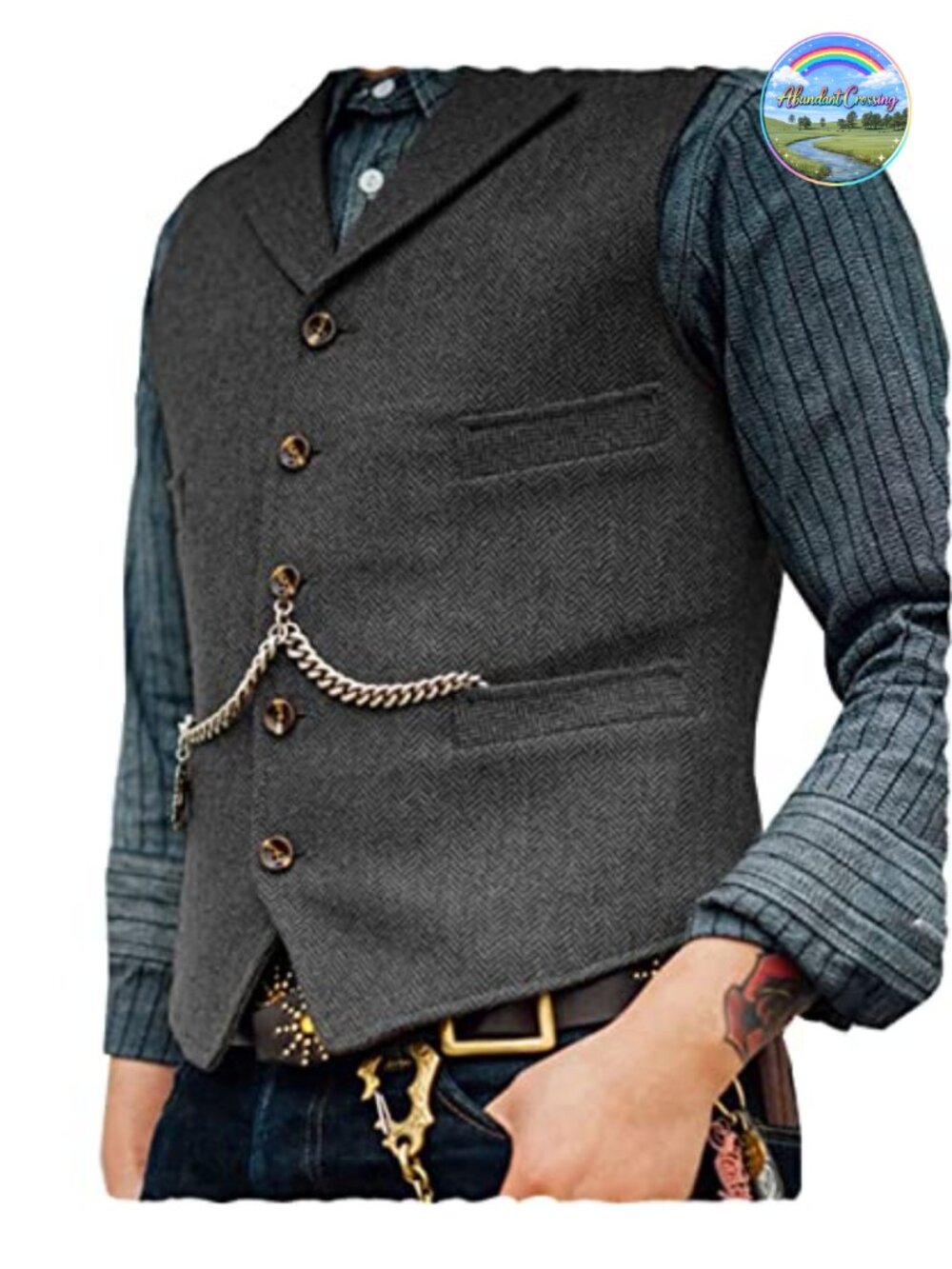 Mens Tweed Herringbone Wool Blend Suit Vest V-Neck Waistcoat for Prom
